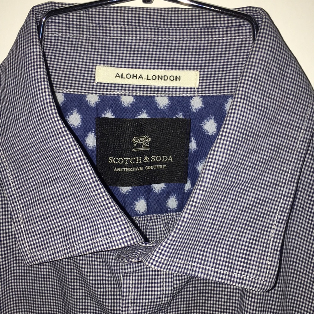 scotch & Soda - M Blue/White Fine Checked Shirt